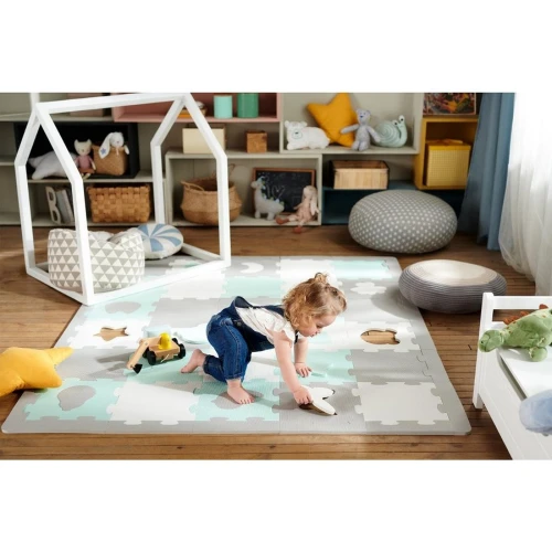 Covoraș-puzzle pentru copii KinderKraft Luno Shapes, 30 piese, mint cumpăra în Chișinau