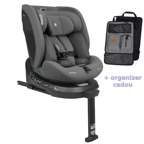 Scaun auto 40-150 cm (i-Size) Isofix KikkaBoo i-Orbit Dark Grey, rotativ 360 cumpăra în Chișinau