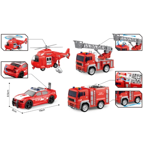 Set de mașini de pompieri Wenyi cu fricțiune (lumini și sunete), scara 1:20 cumpăra în Chișinau