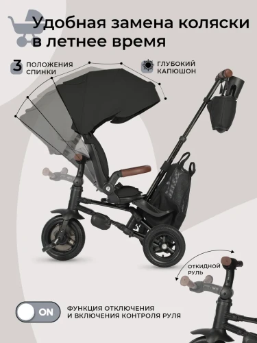 Tricicletă QPlay Nova Deluxe Black cumpăra în Chișinau