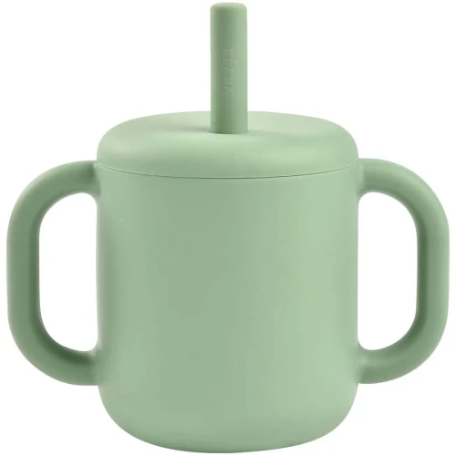 Силиконовая кружка с трубочкой Beaba Sage Green (8+ мес.), 170 мл купить в Кишиневе