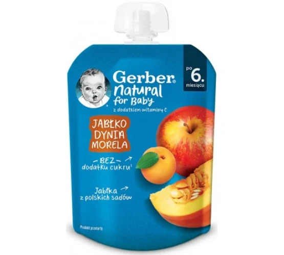 Пюре Gerber Яблоко-тыква-абрикос (6 мес+), 80 г купить в Кишиневе