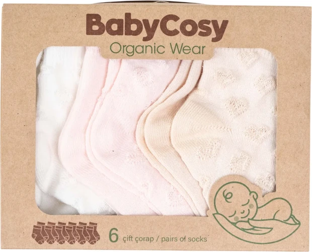 Ciorapei BabyCosy Ivory & Pink, 6 buc. (6-12L) cumpăra în Chișinau