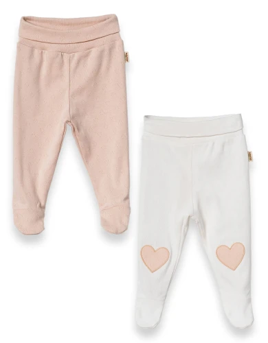 Pantaloni BabyCosy Heart Ivory & Beige, 2 buc. (1-3L) cumpăra în Chișinau