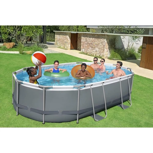 Piscină ovală cu cadru metalic Bestway Power Steel 488x305x107 cm, 10949 litri, gri cumpăra în Chișinau