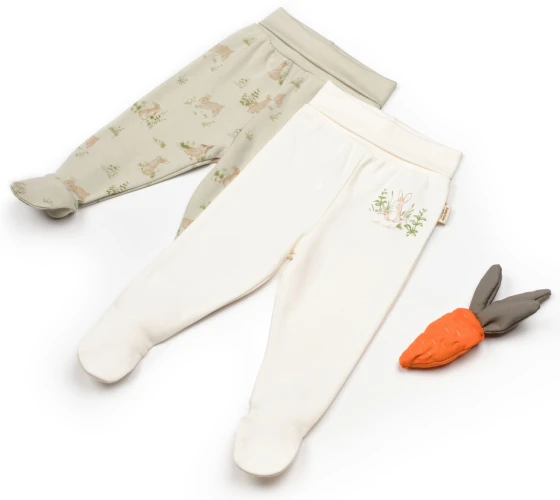Pantaloni BabyCosy Rabbit Ecru & Soft Green, 2 buc. (6-9L) cumpăra în Chișinau