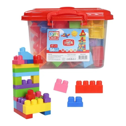 Set construcție Play Toys găleată cu blocuri strălucitoare Play Blox, 56 elemente cumpăra în Chișinau