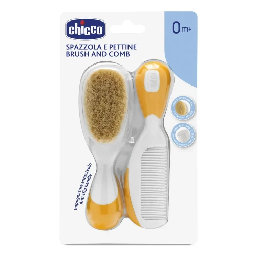 Set perie naturală și pieptene Chicco Yellow cumpăra în Chișinau