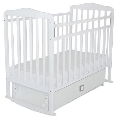 Детская кроватка SKV-Company Митенька Premium White на маятнике с ящиком купить в Кишиневе