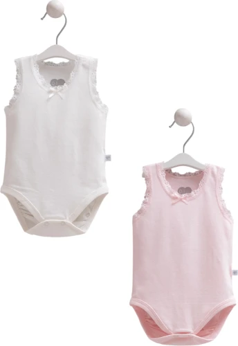 Боди без рукавов Caramell Basic Ivory & Pink, 2 шт. (1-3М) купить в Кишиневе