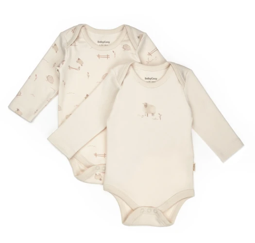 Body cu mânecă lungă BabyCosy Cream, 2 buc. (9-12L) cumpăra în Chișinau