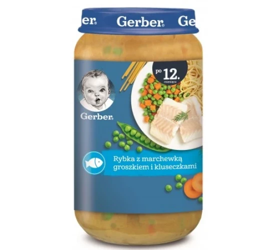 Пюре Gerber Junior Pыба с морковью и горошком  (12 мес+), 250 г купить в Кишиневе