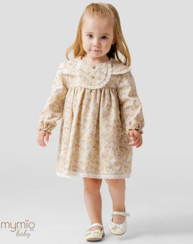 Rochiță cu mânecă lungă Mymio Flower Mustard & Beige (9-12L) cumpăra în Chișinau