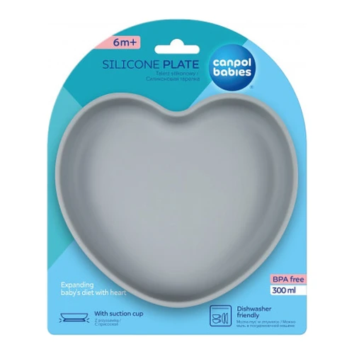 Farfurie din silicon cu ventuză Canpol babies Heart (Inimă) 300 ml, albastru cumpăra în Chișinau