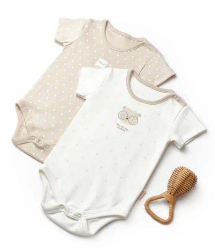 Body cu mânecă scurtă BabyCosy Ivory & Ecru, 2 buc. (12-18L) cumpăra în Chișinau
