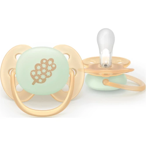 Suzetă ortodontică din silicon Philips Avent Ultra Soft Nighttime Beige Blue (6-18 luni), 2 buc. cumpăra în Chișinau