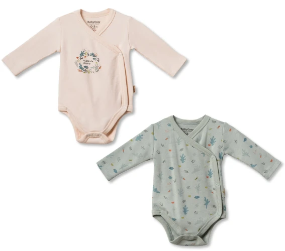Body cu mânecă lungă BabyCosy Ecru & Green, 2 buc. (1-3L) cumpăra în Chișinau
