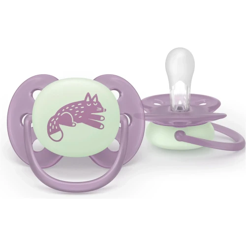 Suzetă ortodontică din silicon Philips Avent Ultra Soft Nighttime Violet Green (6-18 luni), 2 buc. cumpăra în Chișinau