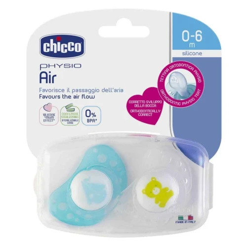 Suzetă anatomică din silicon Chicco Physio Air Blue (0-6 luni), 2 buc. cumpăra în Chișinau