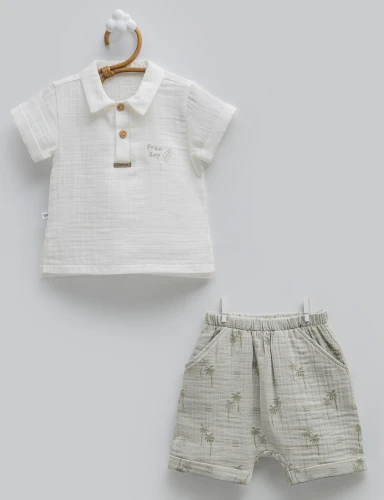 Set din 2 piese Caramell Free Boy Ivory & Green (9-12L) cumpăra în Chișinau
