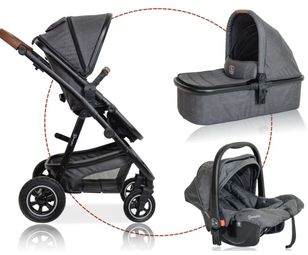Коляска 3 в 1 BabyGo Simplex Grey Melange купить в Кишиневе