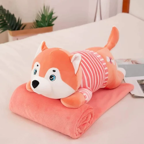 Мягкая игрушка ChiToys Хаски с одеялом Розовый, 60 см купить в Кишиневе