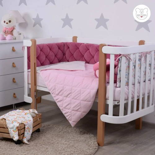 Lenjerie de patut Veres Velour Rainbow Pink (5 piese), 120x60 cm cumpăra în Chișinau