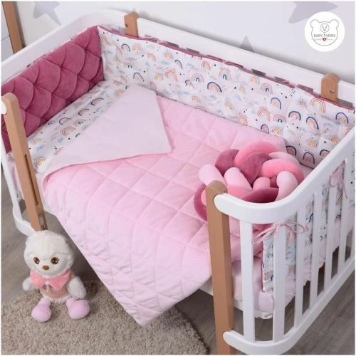 Lenjerie de patut Veres Velour Rainbow Pink (5 piese), 120x60 cm cumpăra în Chișinau
