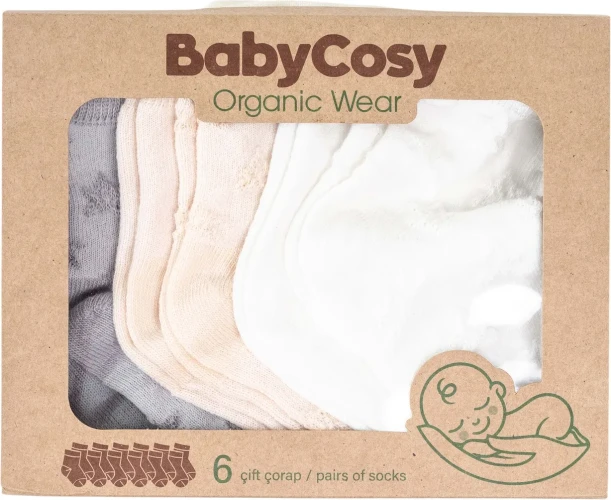 Ciorapei BabyCosy Ivory & Grey, 6 buc. (6-12L) cumpăra în Chișinau