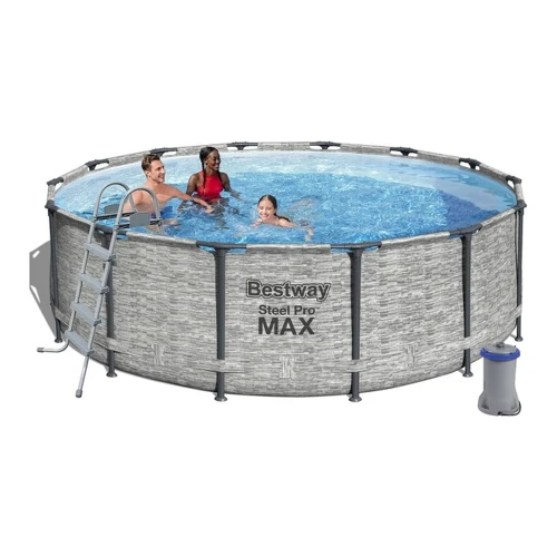 Piscină cu cadru metalic Bestway Steel Pro Max 427x122 cm, 15232 litri, cu pompă de filtrare, gri cumpăra în Chișinau