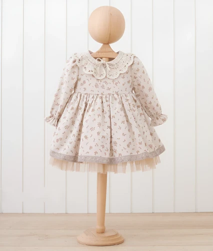 Rochiță cu mânecă lungă Mymio Elegance Flower Beige (6-9L) cumpăra în Chișinau