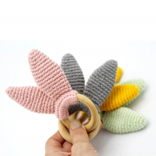 Игрушка для прорезывания зубов с деревянным кольцом BabyJem Amigurumi Жёлтая купить в Кишиневе