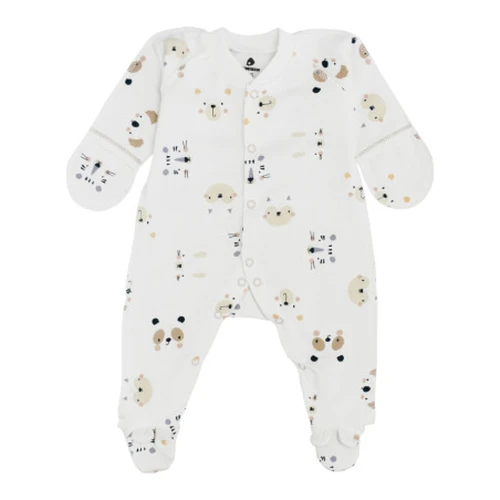 Комбинезон для малыша Minikin Happy Baby, молочный с мордочками, р.62 купить в Кишиневе