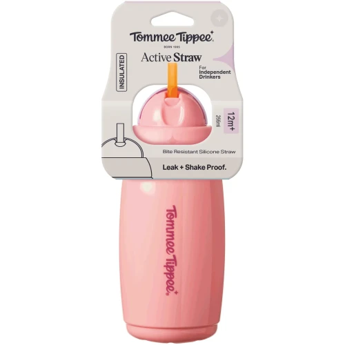 Cană cu pai Tommee Tippee Insulated Straw Pink (12 luni+), 266 ml cumpăra în Chișinau