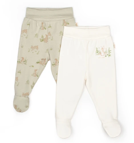 Pantaloni BabyCosy Rabbit Ecru & Soft Green, 2 buc. (6-9L) cumpăra în Chișinau
