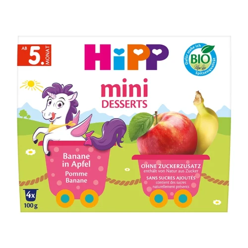 Пюре HiPP Mini Desserts из яблока-банана (5 мес+), 4x100 г купить в Кишиневе