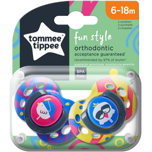 Suzeta ortodontica din silicon Tommee Tippee Fun style (6-18 luni), 2 buc. cumpăra în Chișinau
