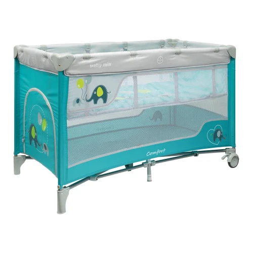 Манеж-кровать Baby Mix HR-8052-214 двухуровневый, голубой со слониками купить в Кишиневе