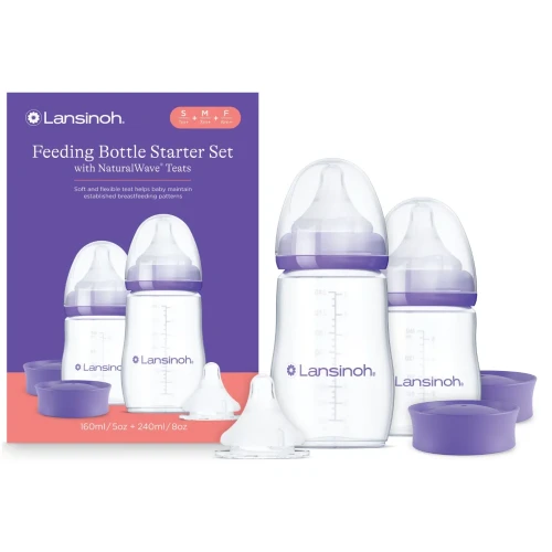 Set de biberoane pentru bebeluși din polipropilenă Lansinoh NaturalWave, 240 ml, 160 ml, 2 buc. cumpăra în Chișinau