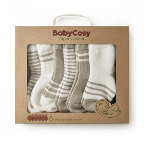 Ciorapei BabyCosy Green & White, 6 buc. (0-6L) cumpăra în Chișinau