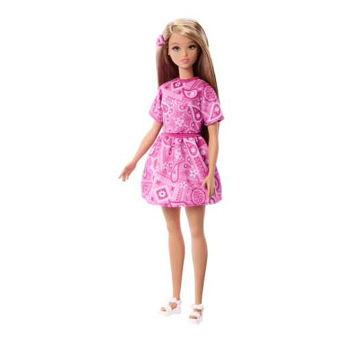 Păpușă Barbie Fashionistas Style #249, păr blond, ținută roz cu model paisley cumpăra în Chișinau