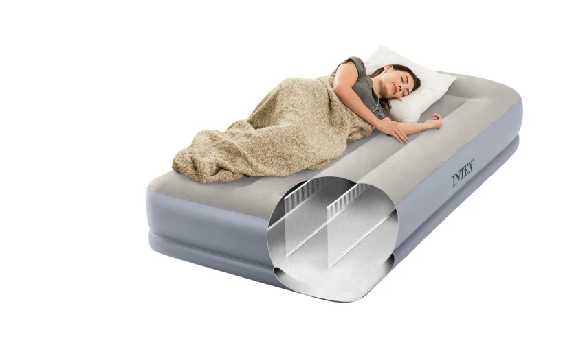Saltea gonflabilă Intex Velur Twin Pillow Rest Mid-Rise cu tetieră și pompă electrică încorporată 220 V cumpăra în Chișinau