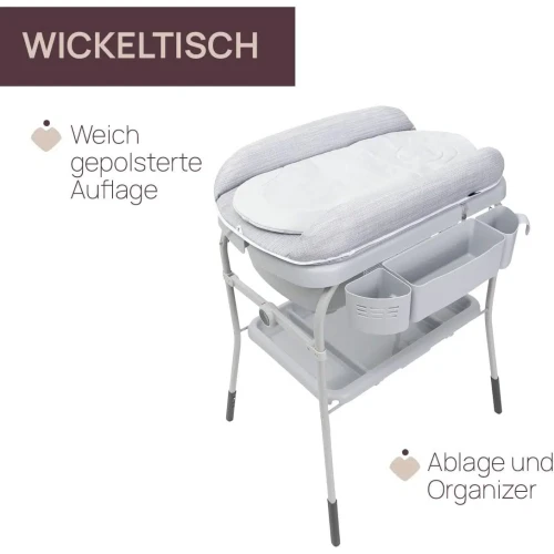 Ванночка с подставкой и пеленальный столи Chicco Cuddle&Bubble Graphite Melange, 82 см купить в Кишиневе