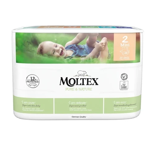 Подгузники эко гипоаллергенные Moltex Nature Mini 2 (3-6 кг), 38 шт. купить в Кишиневе
