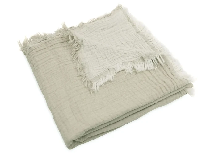 Păturică Jollein Fringe GOTS Olive Green/Ivory, 120x120 cm cumpăra în Chișinau