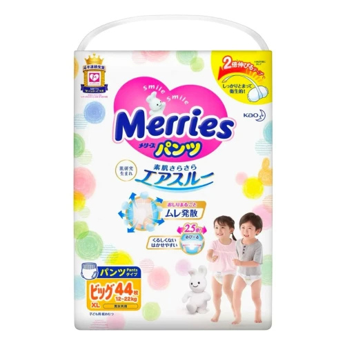 Подгузники-трусики Merries XL (12-22 кг), 38+6 шт. купить в Кишиневе