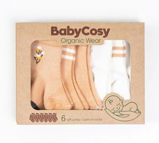 Ciorapei BabyCosy Ivory & Brown, 6 buc. (12-24L) cumpăra în Chișinau