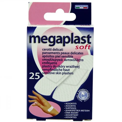 Пластырь Megaplast Soft Sensitive Белый, 2 размеров, 25 шт купить в Кишиневе