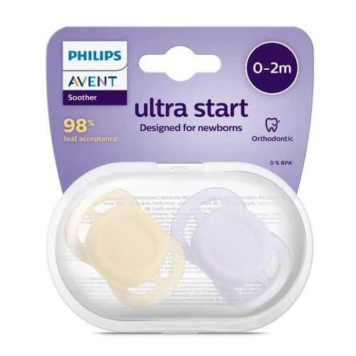 Suzeta ortodontică din silicon Philips Avent Start Purple&Yellow (0-2 luni), 2 buc. cumpăra în Chișinau