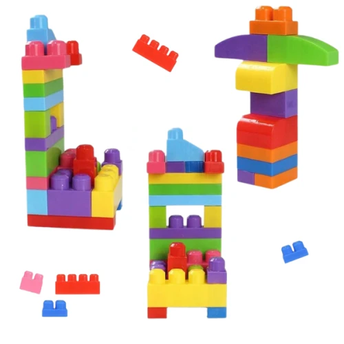 Set construcție Play Toys găleată cu blocuri strălucitoare Play Blox, 107 elemente cumpăra în Chișinau